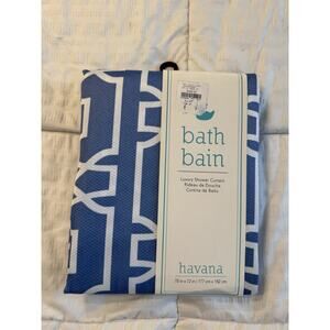 Havana Blue Shower Curtain NWT White 70 in x 72 in Printed